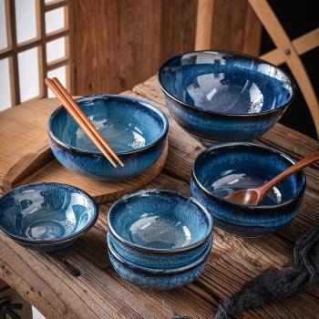 日式餐具大號麵碗耐高溫復古寸缽窯變陶瓷家用斗笠碗防燙飯碗湯碗