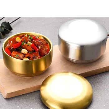 304雙層不銹鋼帶蓋飯碗創意泡麵碗湯碗隔熱防燙兒童碗家用餐具