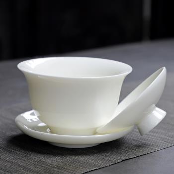 純白中式描金功夫茶具配件陶瓷