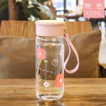 小清新透明單層玻璃杯耐熱防爆學生水杯ins女生高顏值便攜隨手杯