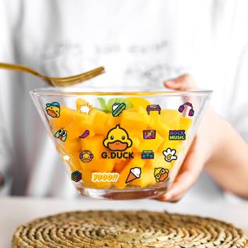 【DUCK小黃鴨】玻璃沙拉碗泡麵碗學生宿舍用單個碗創意個性餐具女