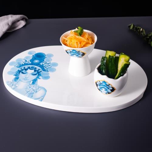 創意涼菜拼盤組合小吃點心高腳盅會所餐廳特色冷盤意境菜陶瓷餐具