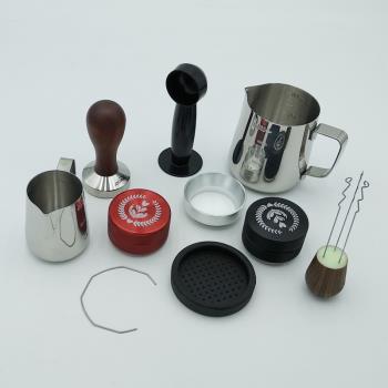 咖啡機配件器具不銹鋼壓粉錘墊布粉器接粉環散粉器手柄卡環拉花杯