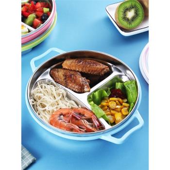 可愛304寶寶餐盤不銹鋼防摔兒童餐具吃飯卡通分格盤加深分隔家用