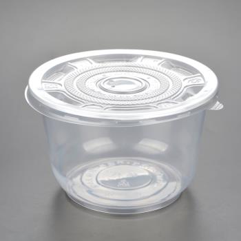喇叭花360ml一次性便當盒涼粉圓形打包塑膠碗圓盒外賣湯碗100套