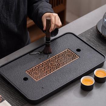 幹泡茶盤功夫茶具茶臺家用茶海現代輕奢中式託盤小型蓄水排水雙用