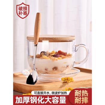 金邊玻璃家用可微波麥片碗早餐杯