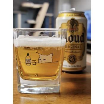 貓咪喝酒威士忌咖啡家用玻璃杯