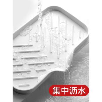 矽膠瀝水墊水龍頭防濺神器肥皂廚房臺面濾水水槽置物墊收納瀝水藍
