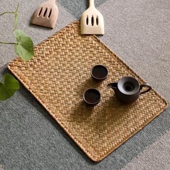 手工餐墊草編 隔熱墊編織餐墊家用盤墊杯墊 桌墊餐桌墊防燙墊田園