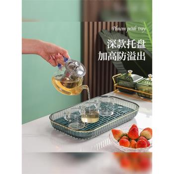 歐式輕奢託盤架家用客廳茶幾雙層茶具杯子瀝水架創意果蔬收納果盤