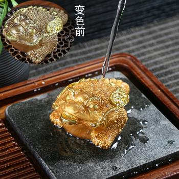 創意變色茶寵擺件可養茶盤茶臺茶具茶道零配茶玩小金蟾蜍三腳蟾蜍