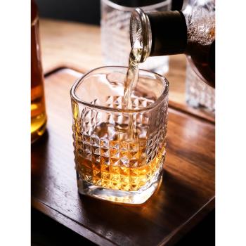 家用四方形啤酒杯男高級感威士忌杯透明玻璃酒杯吧臺洋酒杯子套裝