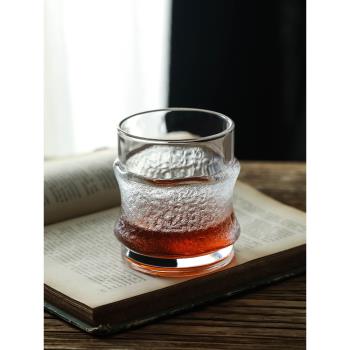 日式手作掛冰杯高階感威士忌酒杯家用玻璃杯磨砂冰凍感洋酒啤酒杯
