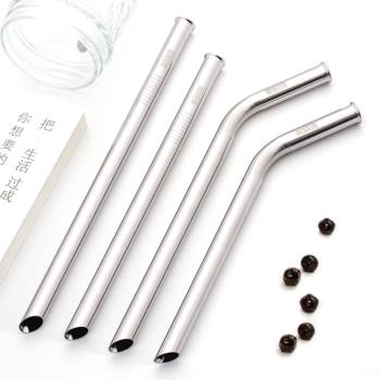 316不銹鋼珍珠奶茶吸管環保家用迴圈使用粗彎尖斜大口徑金屬飲管