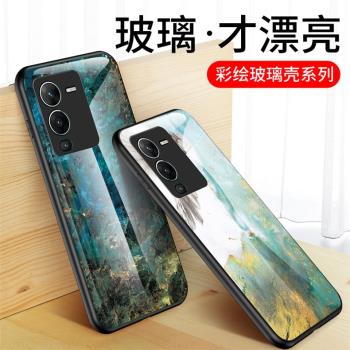 適用vivo V25 Pro手機殼全包防摔VIVO v25硅膠保護套V2158彩繪玻璃大理石vivov25er軟外殼v25時尚男女新款por