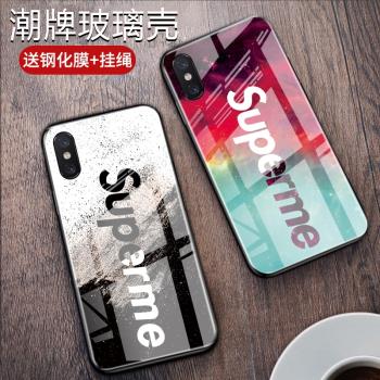 蘋果x手機殼男女iPhonexs潮牌sup玻璃殼xsmax防摔矽膠xr保護套硬iPhone11手機殼11pro max個性創意網紅情侶款