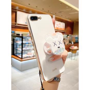 蘋果8Plus手機殼暴力熊折疊支架iPhone7新款卡通7Plus軟矽膠防摔七八攝像頭全包ip8女款高階ins風網紅8P潮牌