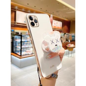 蘋果12手機殼暴力熊折疊支架iPhone12promax新款卡通12pro軟矽膠防摔Por攝像頭全包十二女款高階ins風網紅潮