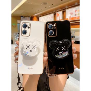 opporeno7手機殼暴力熊氣囊支架opporeno7pro矽膠套reno7se軟殼全包Por防摔外殼卡通女閨蜜新款網紅時尚潮牌
