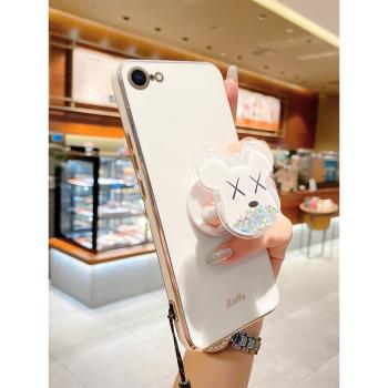 蘋果6sPlus手機殼暴力熊折疊支架iPhone6新款卡通6Plus軟矽膠防摔六攝像頭全包ip6s女款高階ins風網紅6sp潮牌