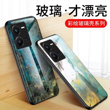 適用VIVOY35手機殼大理石紋vivo Y35矽膠保護套全包防摔viviy35新品彩繪玻璃2022男女款潮牌vovo丫35軟外殼子