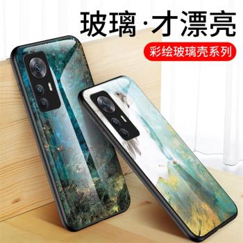 適用小米12T手機殼彩繪玻璃Xiaomi 12T Pro矽膠保護套小米12tpro全包防摔xiaomi12t潮牌大理石男女新款外殼子