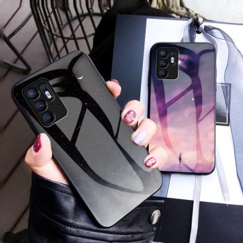 適用oppo reno6手機殼4G全包邊防摔opporeno6矽膠保護套彩繪玻璃reno6 4g時尚網紅男女款CPH2235軟硬殼潮牌外
