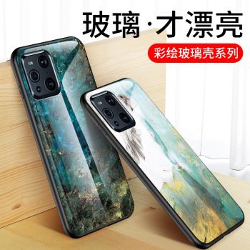 適用oppoFindx3Pro手機殼oppo Find x3保護套直全包防摔findx3彩繪玻璃大理石0pp0潮牌外殼子por男女款oppox3