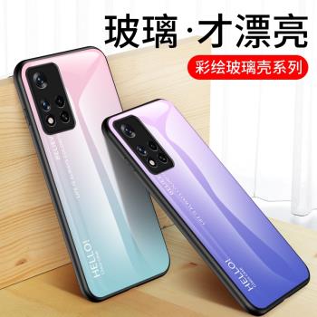 適用小米Poco M4 Pro手機殼玻璃poco m4pro彩繪保護套4pr0米mi全包防摔m4p網紅ins風5g男女款m45g外殼子四p0r