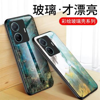 適用vivos15e手機殼vivo s15e全包邊防摔vovi玻璃保護套vovis軟矽膠vovo彩繪大理石紋V2190A男女新款vivi外殼