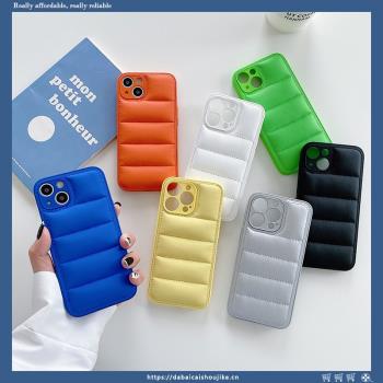 秋冬羽絨服純色適用iPhone12/11promax蘋果13手機殼xr女8plus軟xs