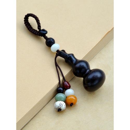 黑檀木汽車鑰匙掛件小葫蘆鑰匙扣男高檔女款鑰匙鏈手機包包掛飾