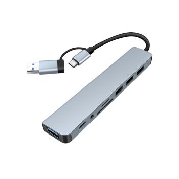 八合一Type c拓展塢USB3.0擴展器多功能介面U盤OTG耳機3.5mm讀卡器U口插頭tpc轉換器typc轉接手機電腦筆記本