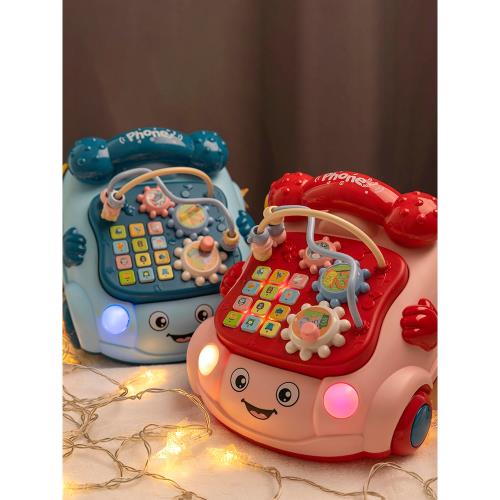 兒童玩具電話機嬰兒繞珠仿真座機多功能早教益智男孩1一2歲寶寶女