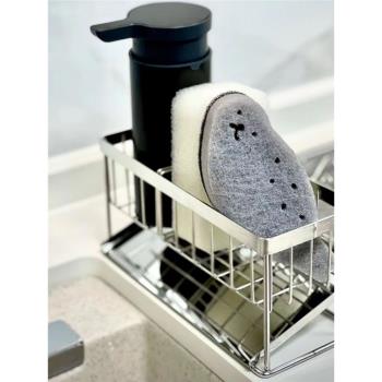日式不銹鋼廚房海綿瀝水架排水臺式置物架多用收納架滴水架