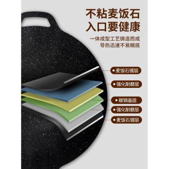 戶外麥飯石卡式爐烤肉盤燒烤盤烤肉鍋韓式鐵板燒家用電磁爐煎烤盤
