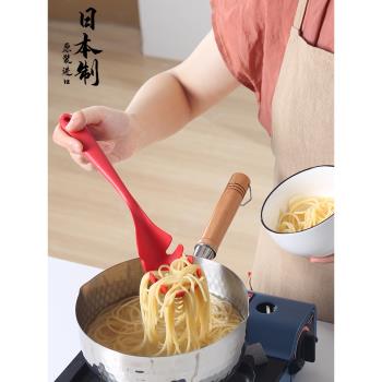 日本進口撈面漏勺廚房煮雞蛋撈餃子漏網勺家用撈義大利面長柄爪勺