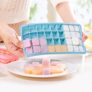 矽膠凍冰塊模具 家用冰箱小冰塊模帶蓋 嬰兒輔食盒矽膠冰格製冰盒