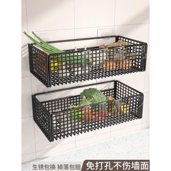 廚房置物架掛墻蔥姜蒜收納筐調味品收納架多功能免打孔墻上瀝水架