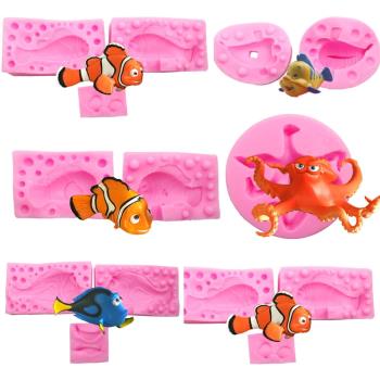海底總動員立體卡通魚尼莫漢克大章魚矽膠模具燕菜翻糖模具