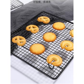 烘焙網格涼網黑色不粘冷卻架蛋糕麵包餅幹不沾晾曬網日式烘焙工具