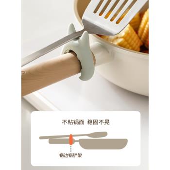 貓耳鍋邊鍋鏟架矽膠廚房放置鏟子專用架鍋蓋支架炒菜菜鏟置物架子