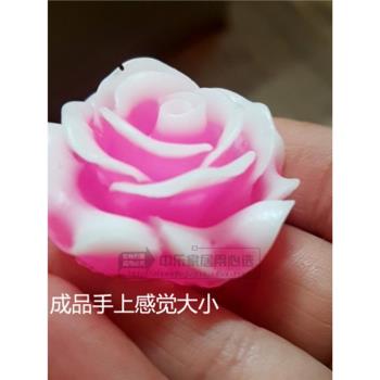 玫瑰花翻糖矽膠模具立體玫瑰蠟燭香薰石膏手工皂樹葉花朵翻糖模具