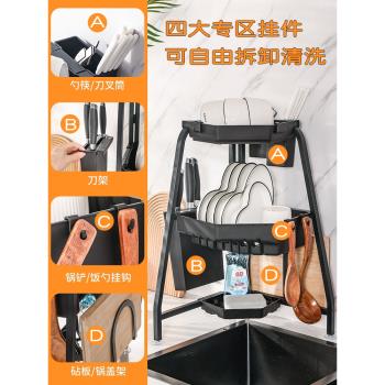 廚房瀝水架碗架轉角水槽邊三角置物架洗碗池可折疊小型窄款收納架