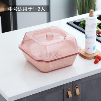廚房帶蓋碗盆碗碟家用櫃置物架子裝碗筷收納盒塑膠瀝水碗架放碗箱