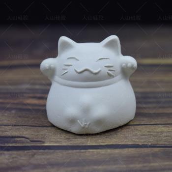 3d立體進財貓棒棒糖巧克力翻糖烘焙模具 香薰石膏擴香石矽膠模具