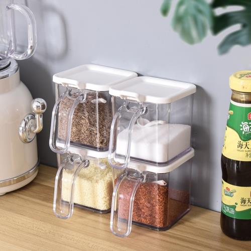 百露密封廚房調料罐子調味盒家用收納盒塑料味精鹽糖罐佐料盒帶蓋
