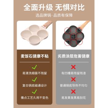 奧克斯麥飯石四孔煎蛋鍋家用平底鍋不粘鍋雞蛋漢堡早餐鍋煎蛋神器