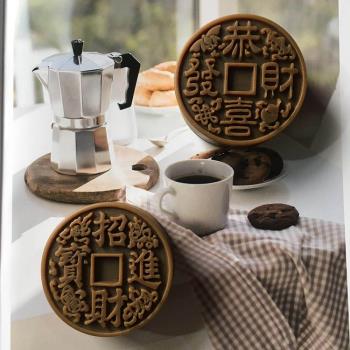 科普圓形手工皂模具 恭喜發財香皂模具 香皂精油皂矽膠模具 矽膠